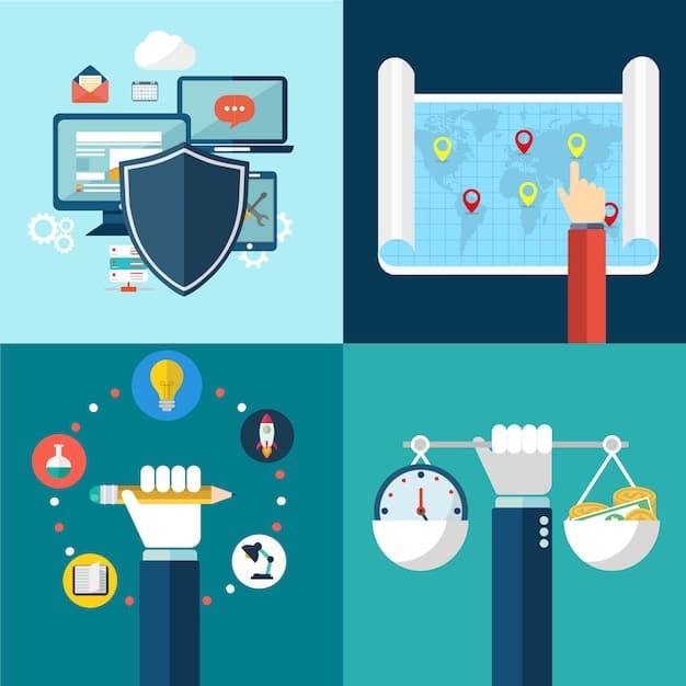 A diagram showing various regulatory icons such as a balance scale, a lock, and a shield, overlaid on a map of the US, representing the policy implications of 5G network slicing.